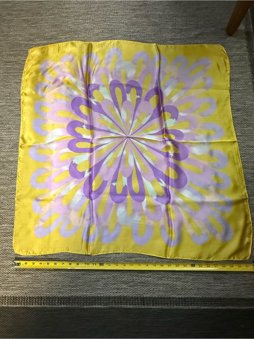 Yellow and Lavender Floral 100% Silk Accent Scarf
